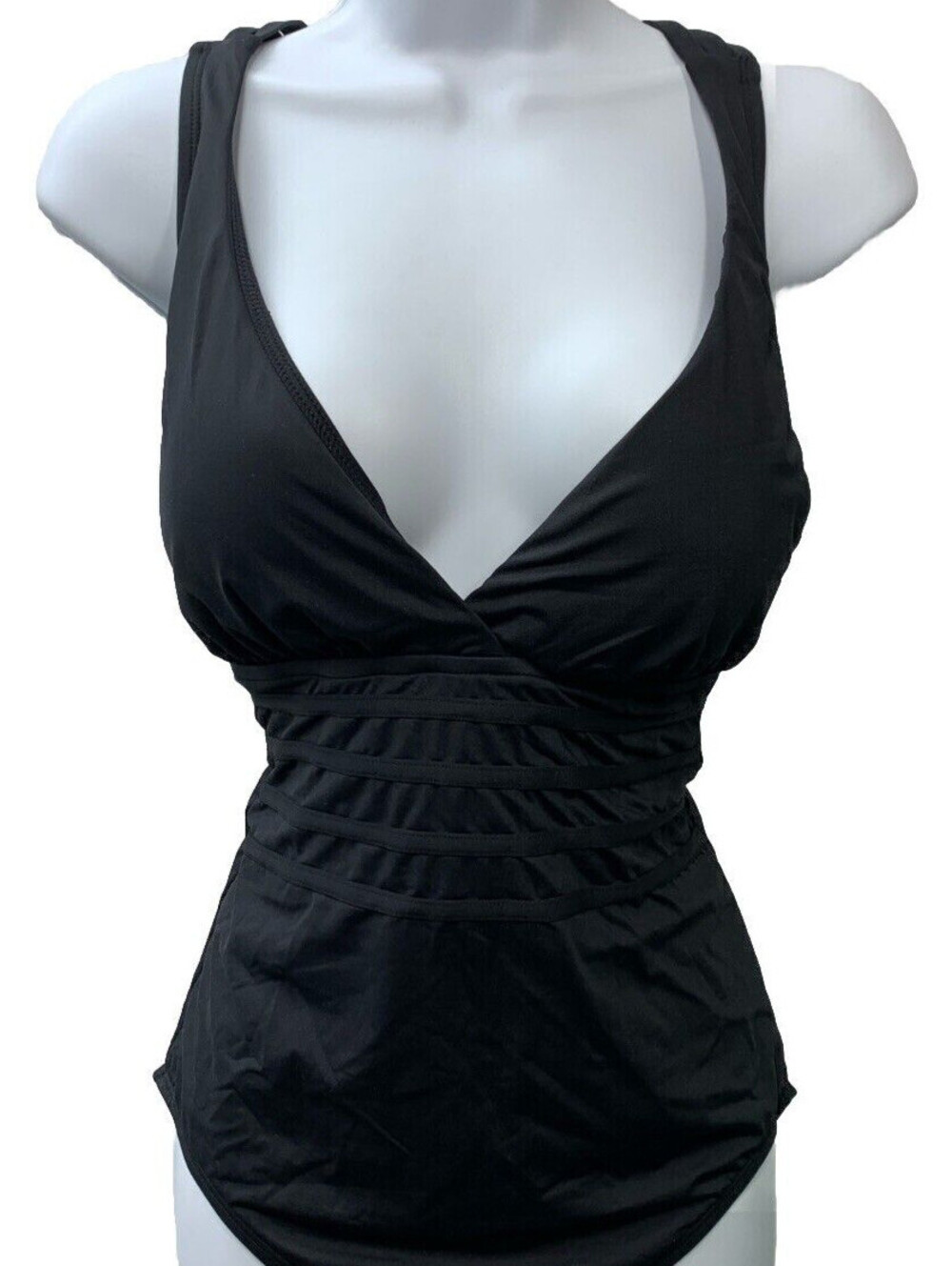 La Blanca Island Goddess Tummy Control One-Piece Swimsuit Size 10 Swimwear Black
